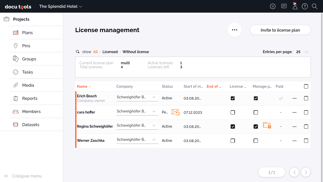 Screenshot-license-management